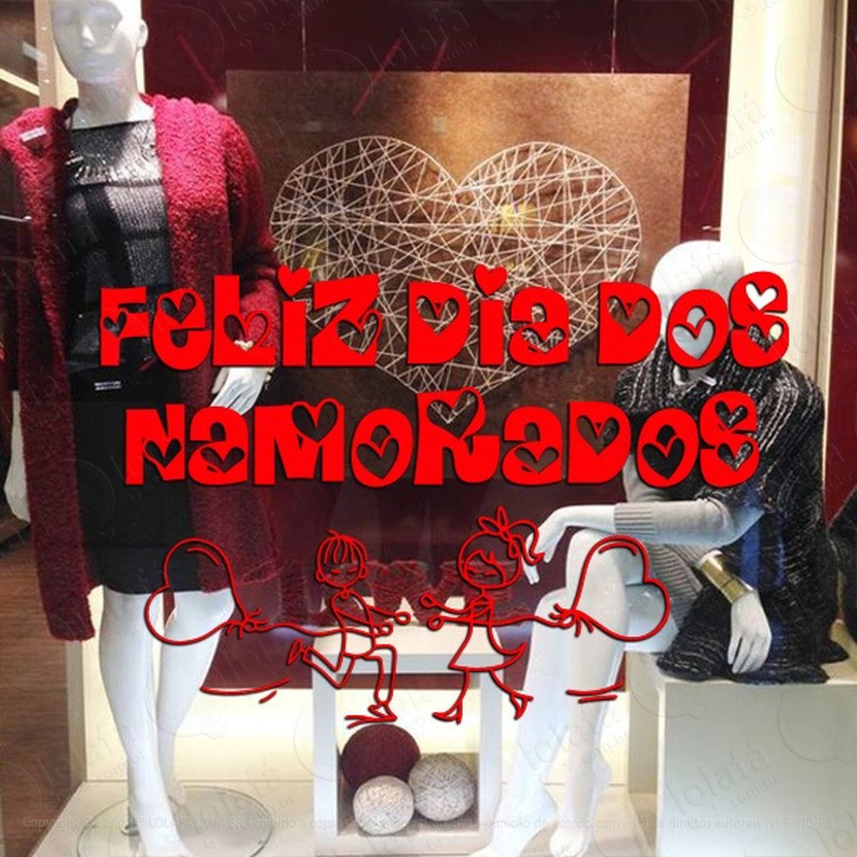 adesivo decorativo vitrine dia dos namorados casal balão mod:2195