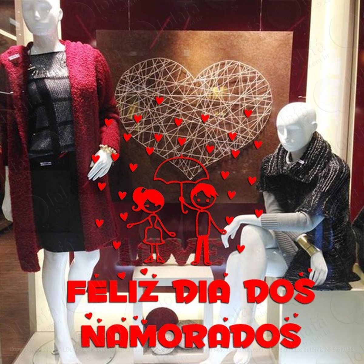 Adesivo Para Vitrine Dia Dos Namorados Casal Chuva De Amor Mod:2206