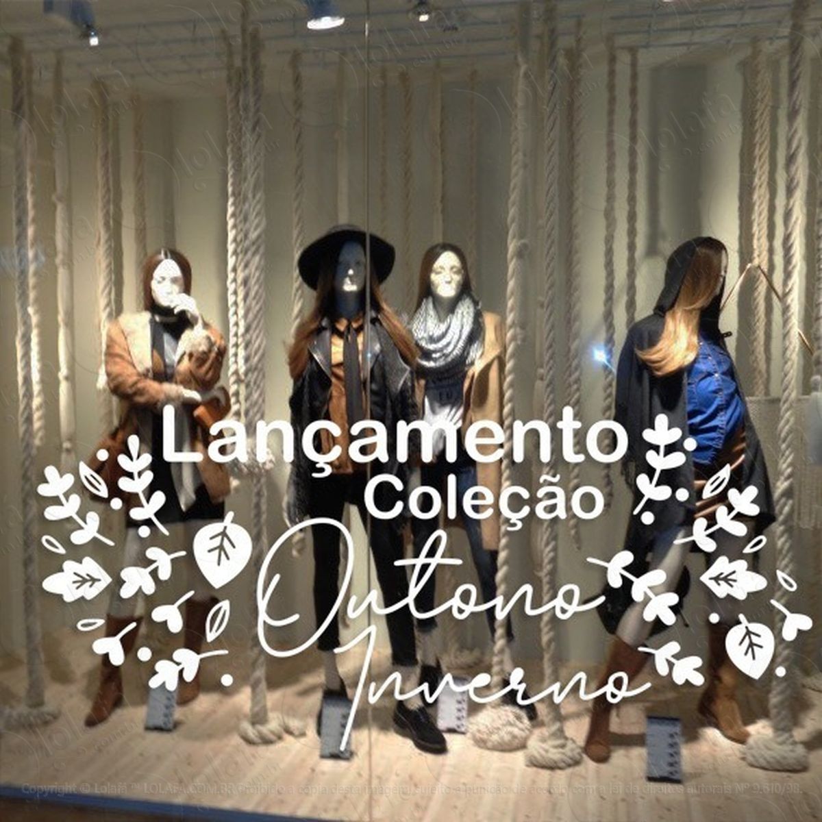 adesivo de vitrine lançamento coleção outono inverno folhas mod:2215