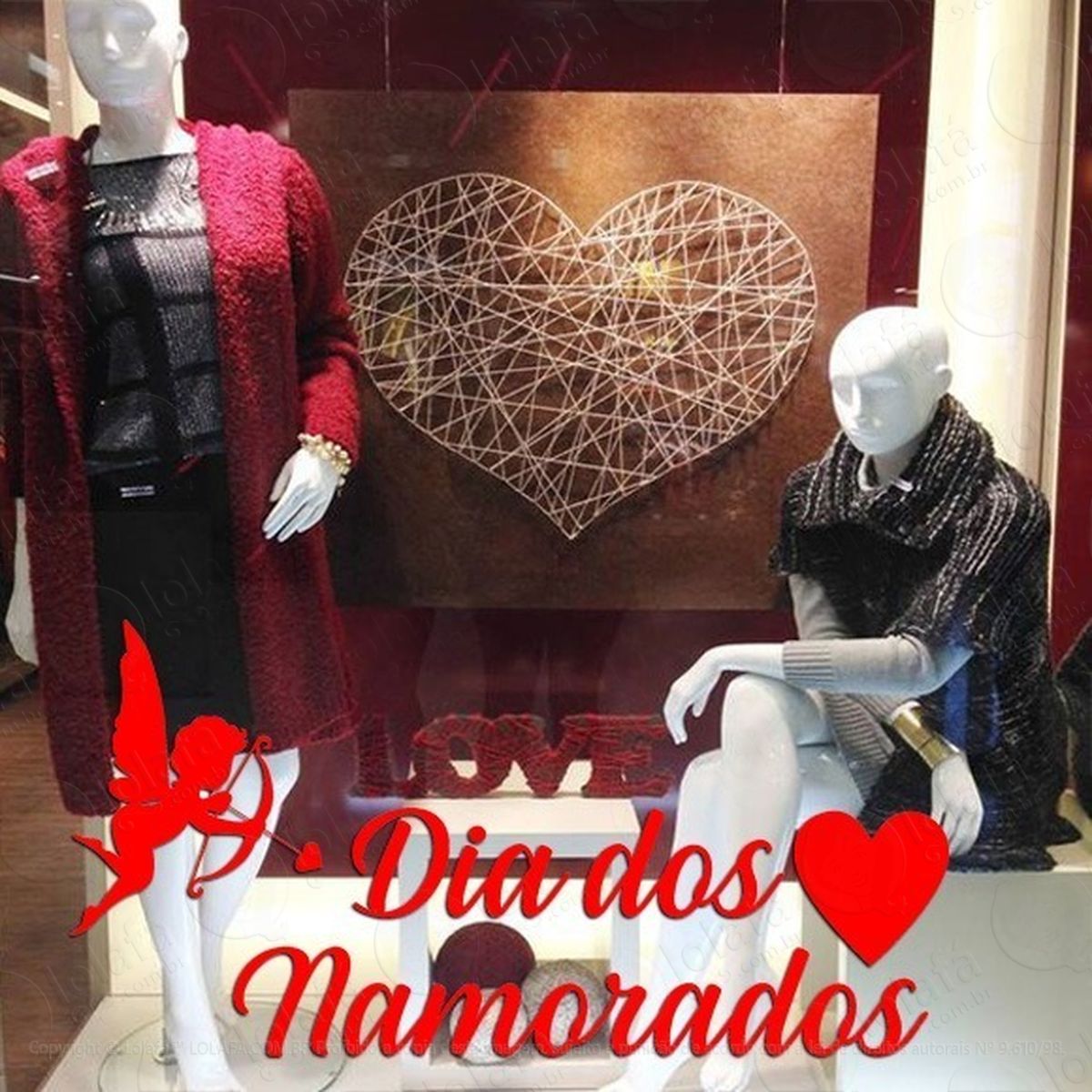 adesivo decorativo vitrine dia dos namorados cupido mod:2229