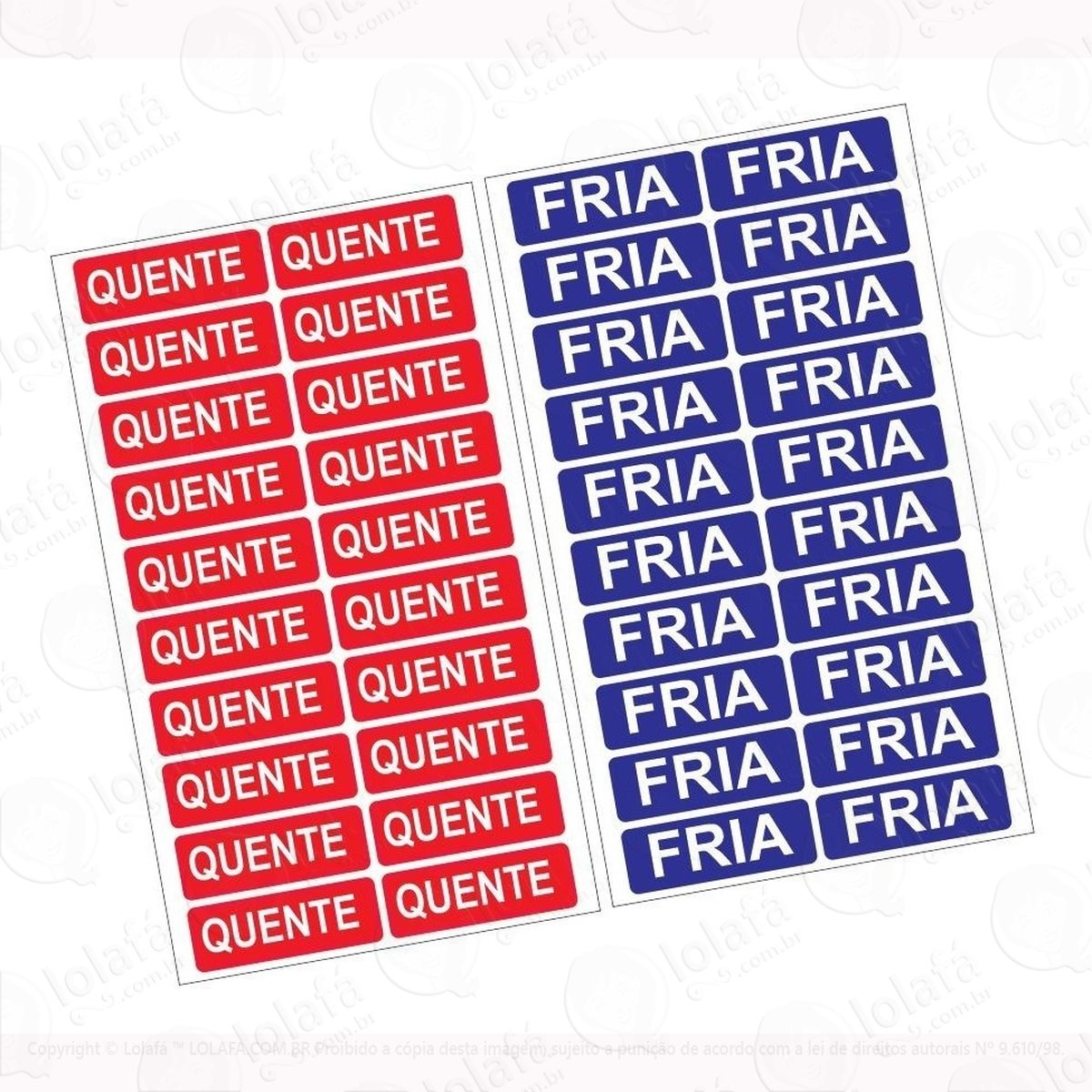 etiquetas quente e fria - 40 unidades mod:2406