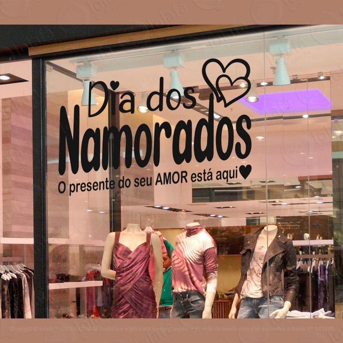 adesivo dia dos namorados vitrine loja roupa fachada 95cm mod:2710