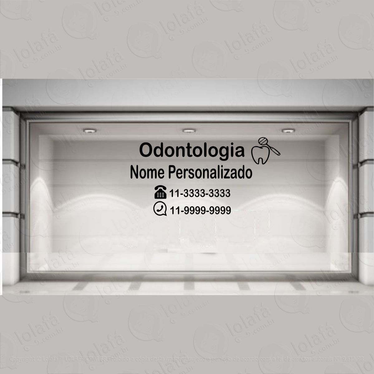 adesivo vitrine parede clínica odontologia personalizado mod:4108