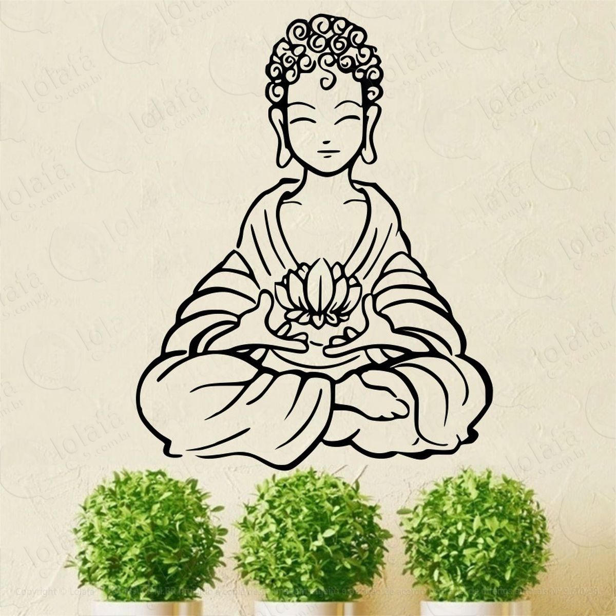 adesivo de parede meditação buda zen vitrine spa decoração mod:4261