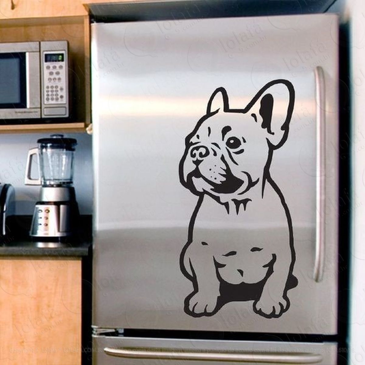 adesivo bulldog frances filhote vinil parede decoração mod:4354