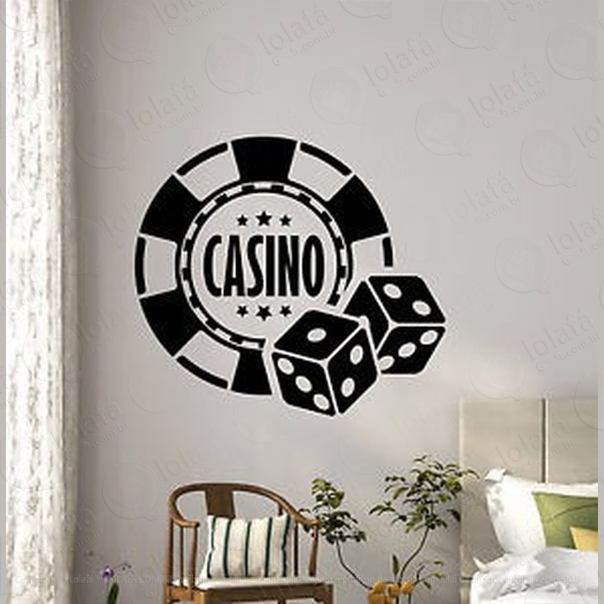 Adesivo De Parede Casino Baralho Poker Mod:4524