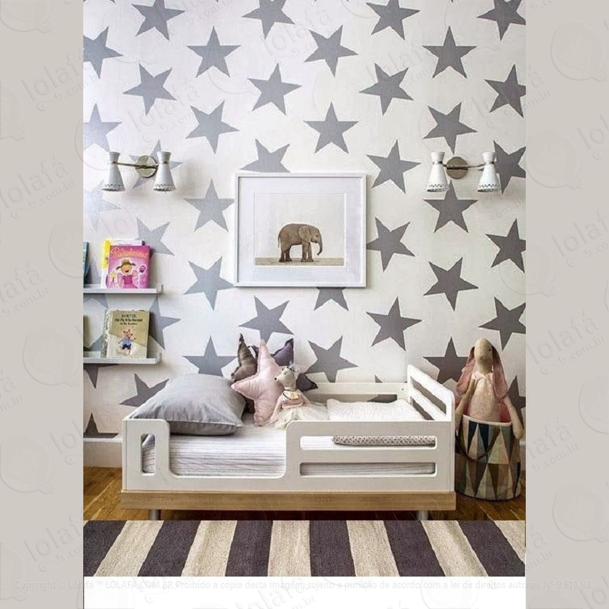 12 estrelas 25cm adesivo de parede quarto de bebê estrela mod:4531