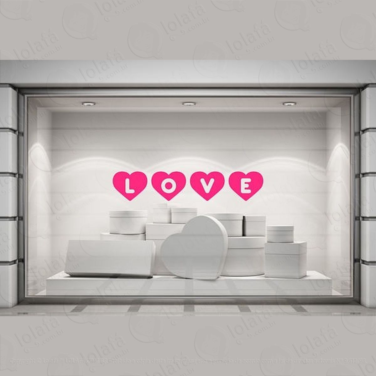 adesivo love corações dia dos namorados vitrine mod:4590