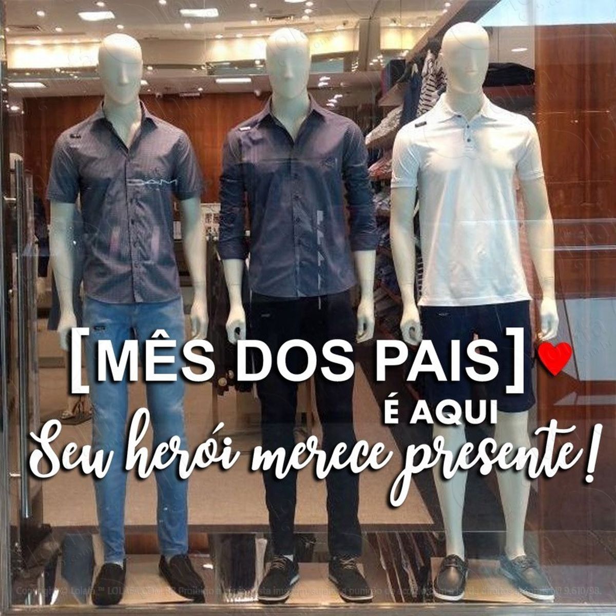 adesivo vitrine mês dos pais seu herói merece presente mod:4631