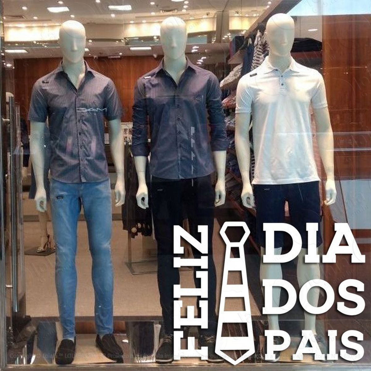 adesivo decorativo vitrine feliz dia dos pais gravata mod:4633