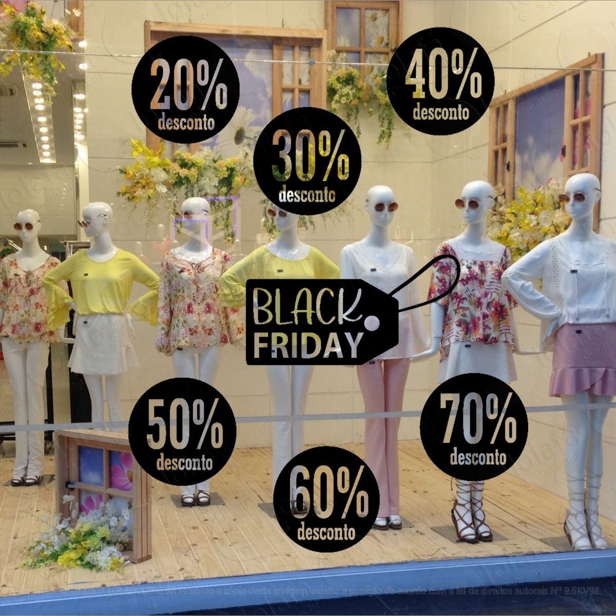 adesivo decorativo vitrine tag black friday descontos mod:4637