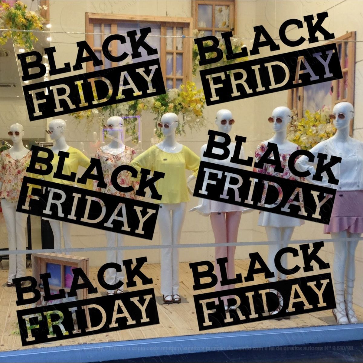 adesivo decorativo vitrine black friday - 6 unidades mod:4639