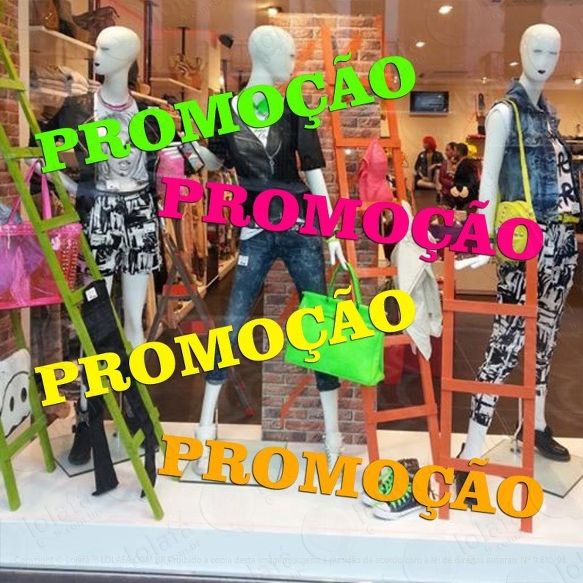 adesivo decorativo vitrine promoção colorido - 4 unidades mod:4651