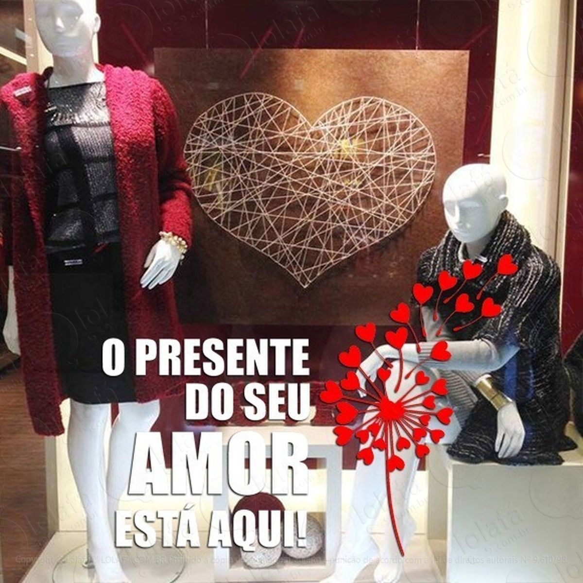 adesivo vitrine presente do seu amor está aqui dente de leão mod:4671