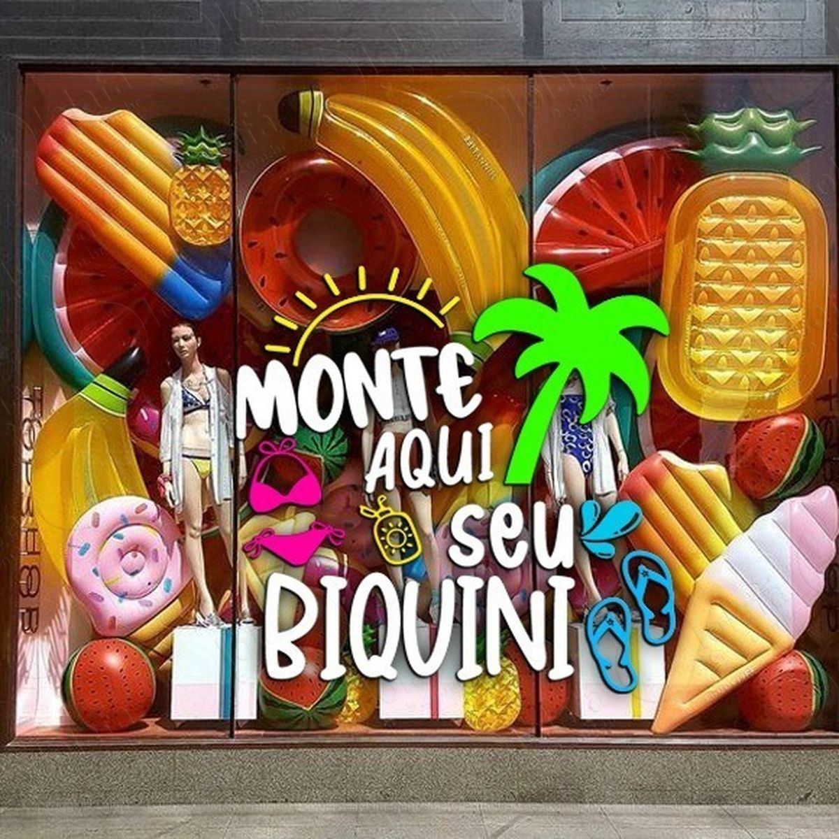 adesivo decorativo vitrine monte aqui seu biquini mod:4688