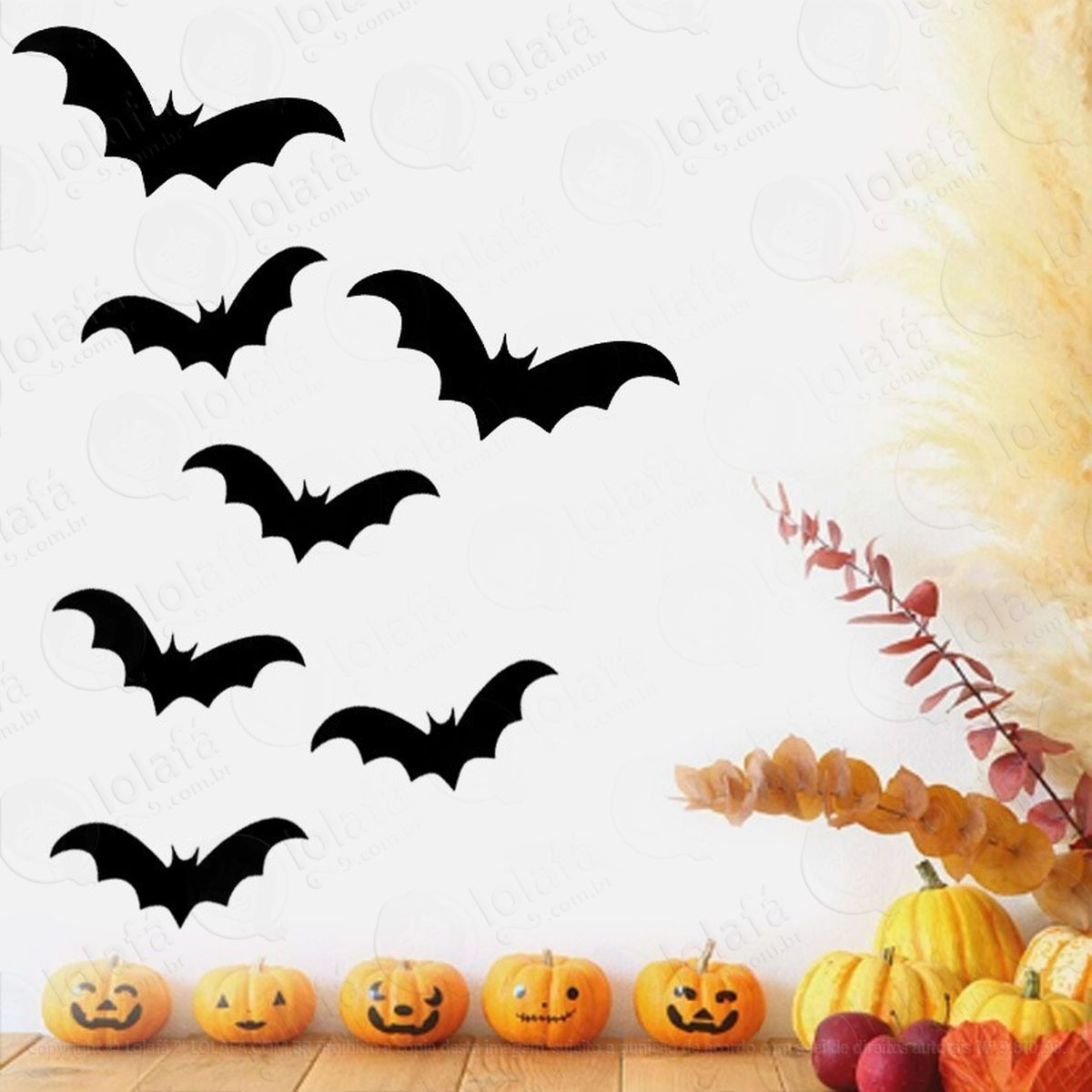 adesivo de parede decoração halloween morcego - 10 unidades mod:4703