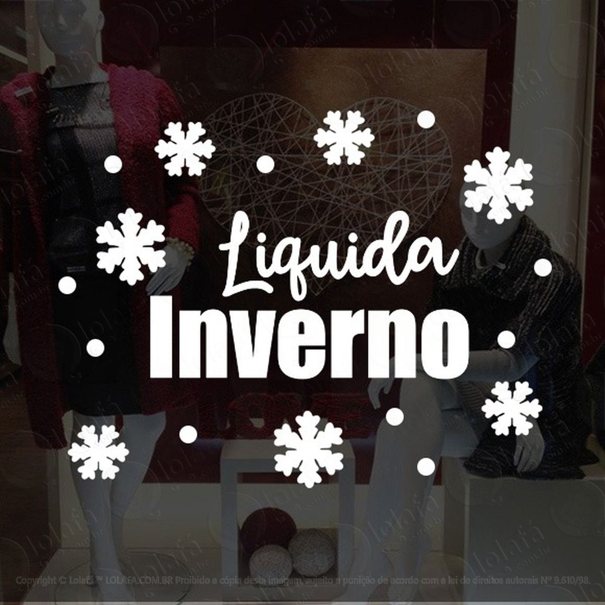 adesivo para vitrine loja liquida inverno flocos bolinhas mod:4727