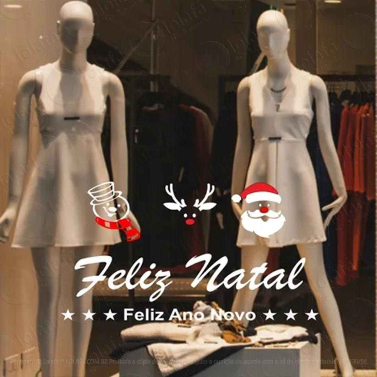 adesivo de vitrine loja feliz natal papai noel ano novo mod:5226