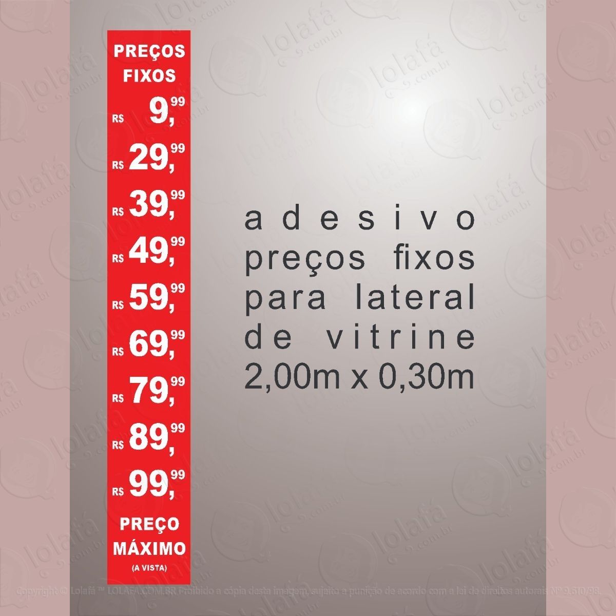 adesivo para vitrine tarja preços fixos mod:5809