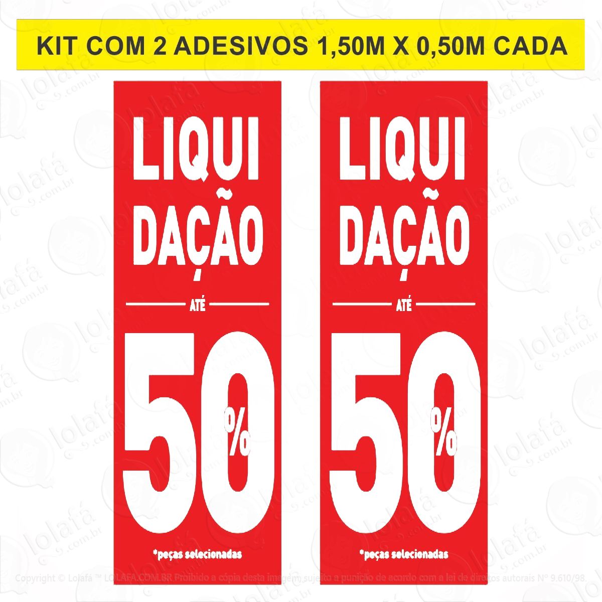 kit com 2 adesivos vertical liquidação 50% mod:5853