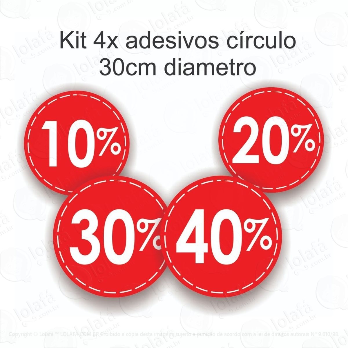 kit adesivo pra vitrines 4x círculos porcentagens mod:5986