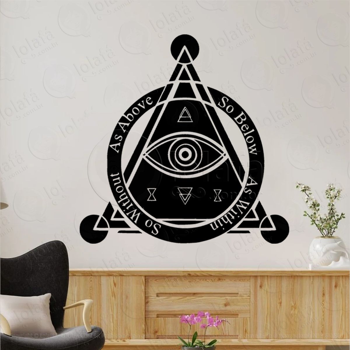 as above eye triangle olho da providência adesivo de parede decorativo para casa, sala, quarto, vidro e altar ocultista - mod:1