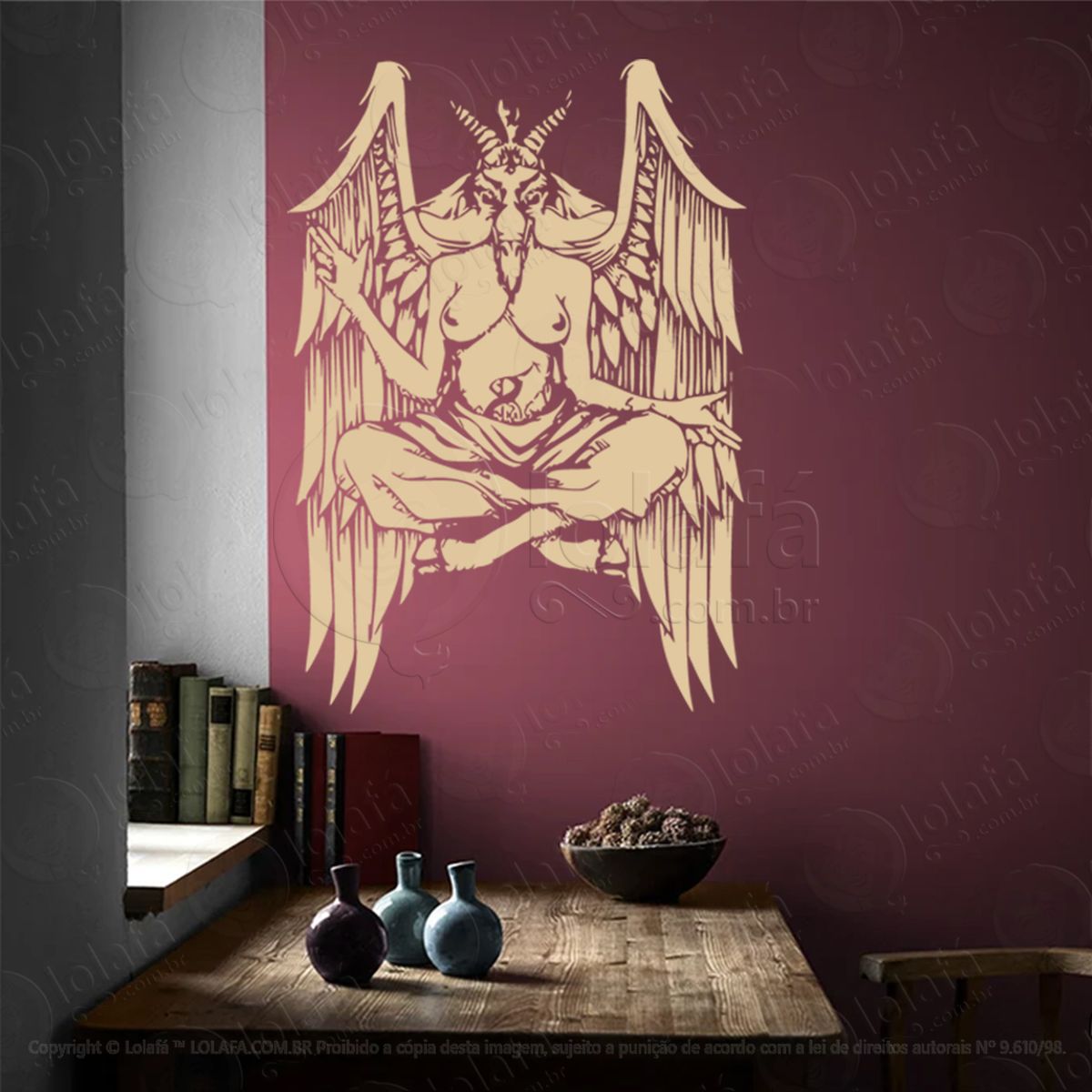 baphomet adesivo de parede decorativo para casa, sala, quarto, vidro e altar ocultista - mod:4