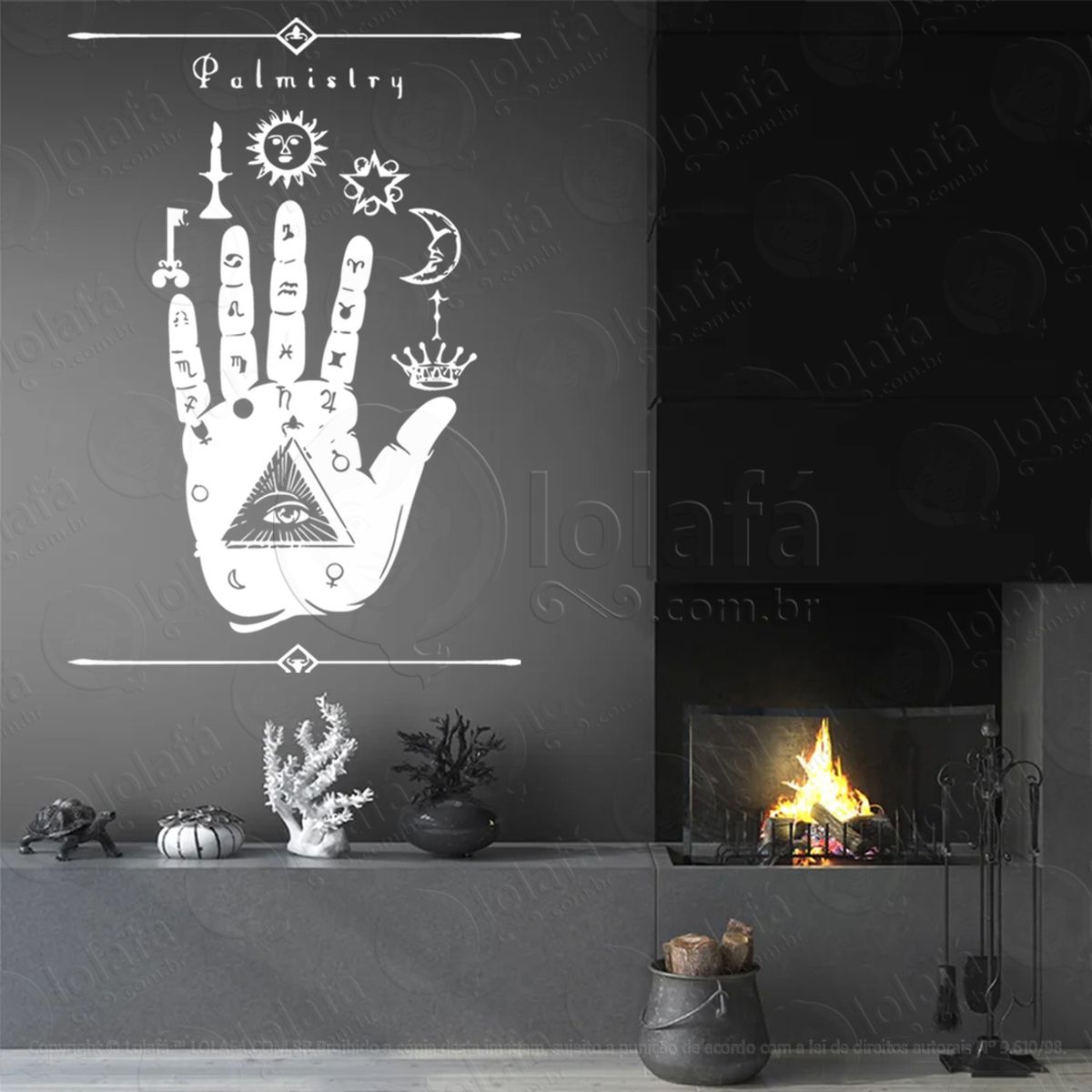 quiromancia palmistry adesivo de parede decorativo para casa, sala, quarto, vidro e altar ocultista - mod:50