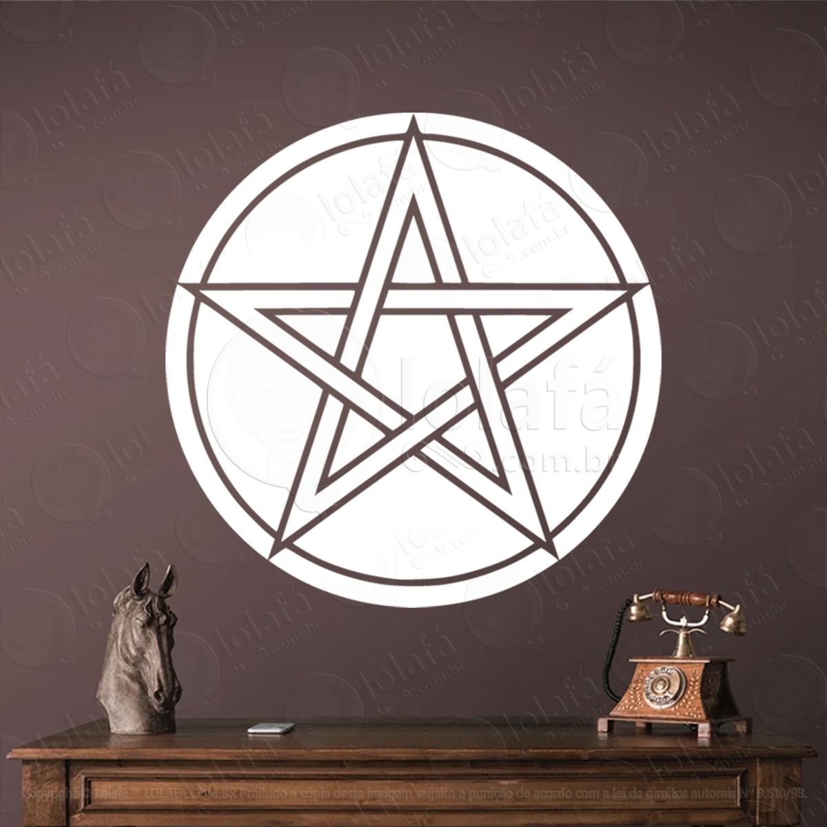 pentáculo pentacle adesivo de parede decorativo para casa, sala, quarto, vidro e altar ocultista - mod:53