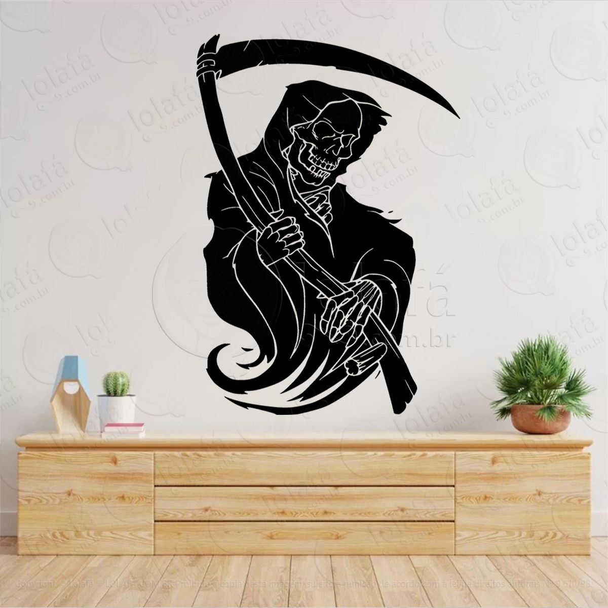 ceifador reaper adesivo de parede decorativo para casa, sala, quarto, vidro e altar ocultista - mod:56