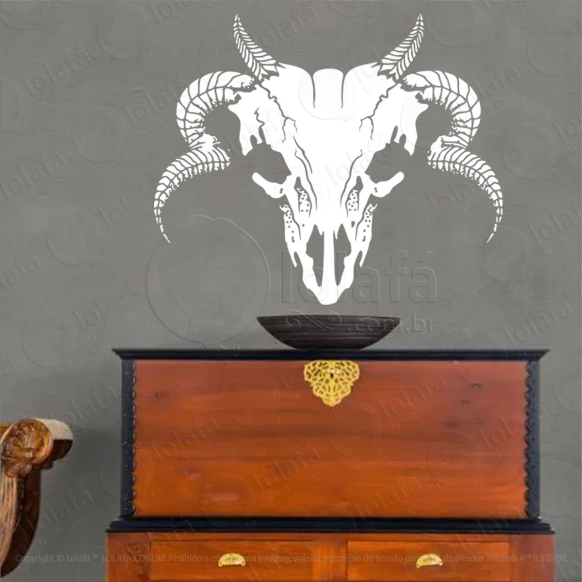 crânio skull adesivo de parede decorativo para casa, sala, quarto, vidro e altar ocultista - mod:60