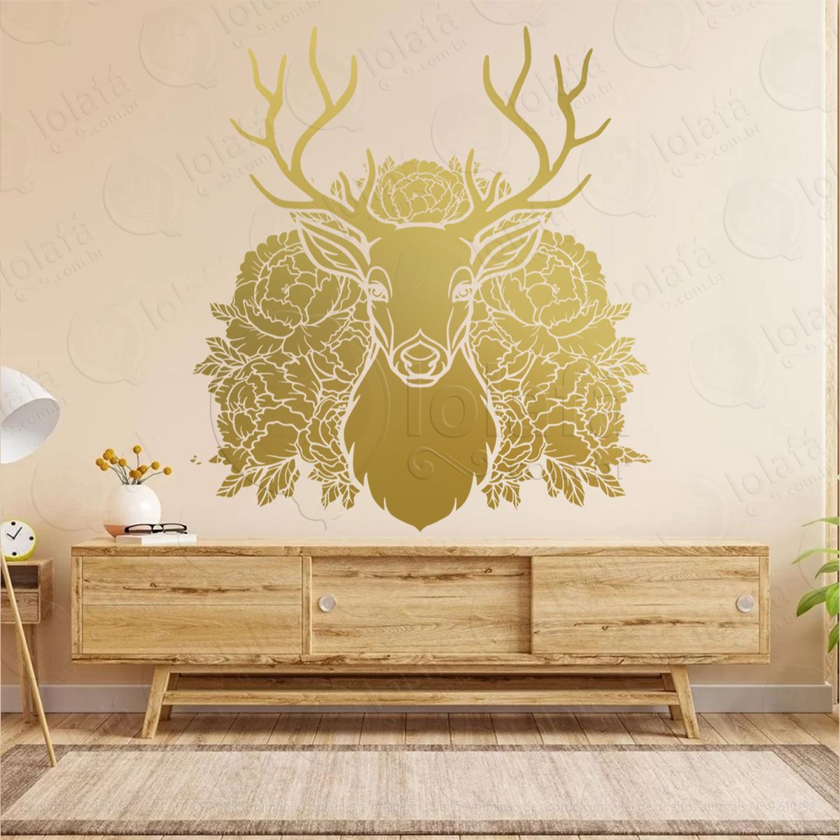 veado stag adesivo de parede decorativo para casa, sala, quarto, vidro e altar ocultista - mod:64