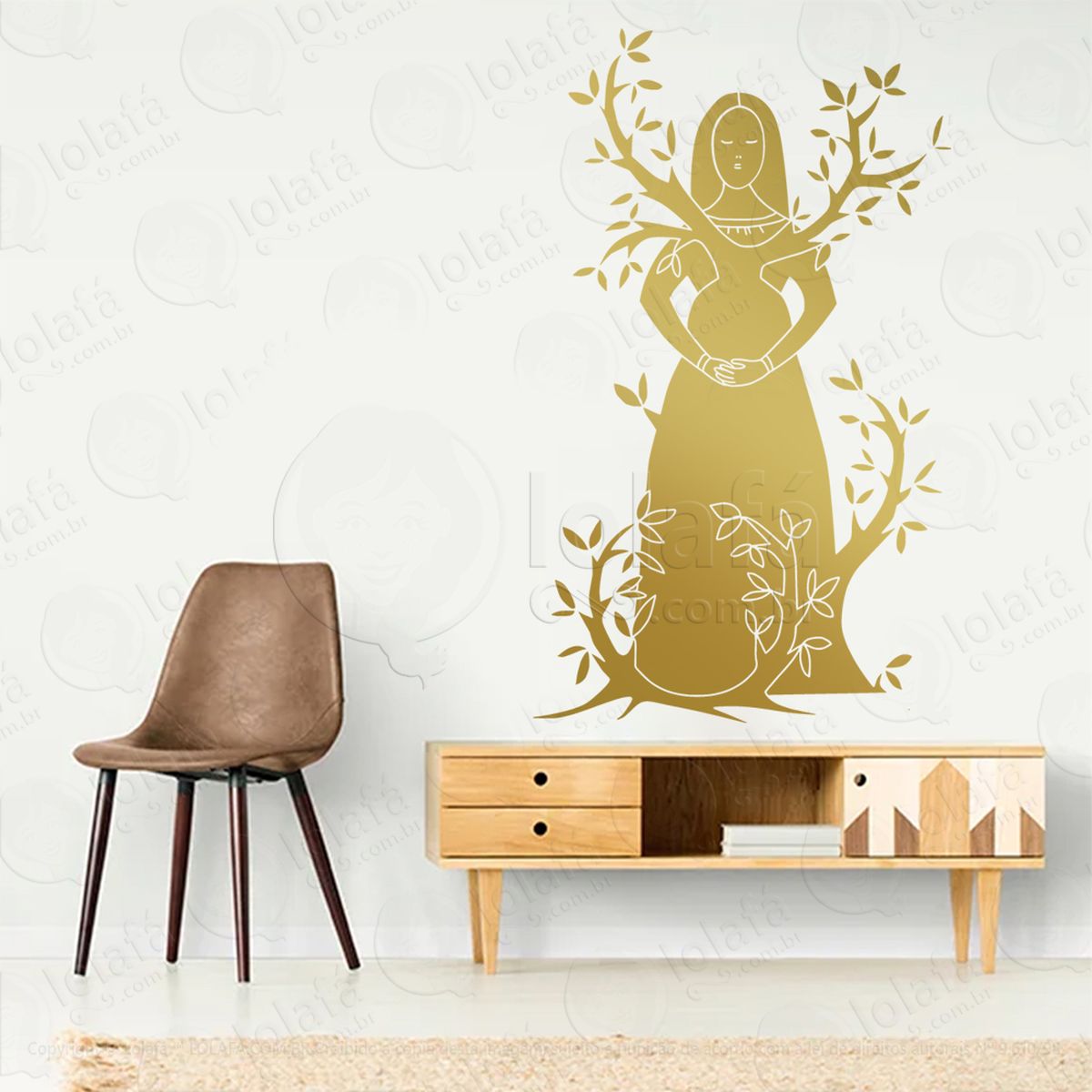 mulher Árvore tree woman adesivo de parede decorativo para casa, sala, quarto, vidro e altar ocultista - mod:69