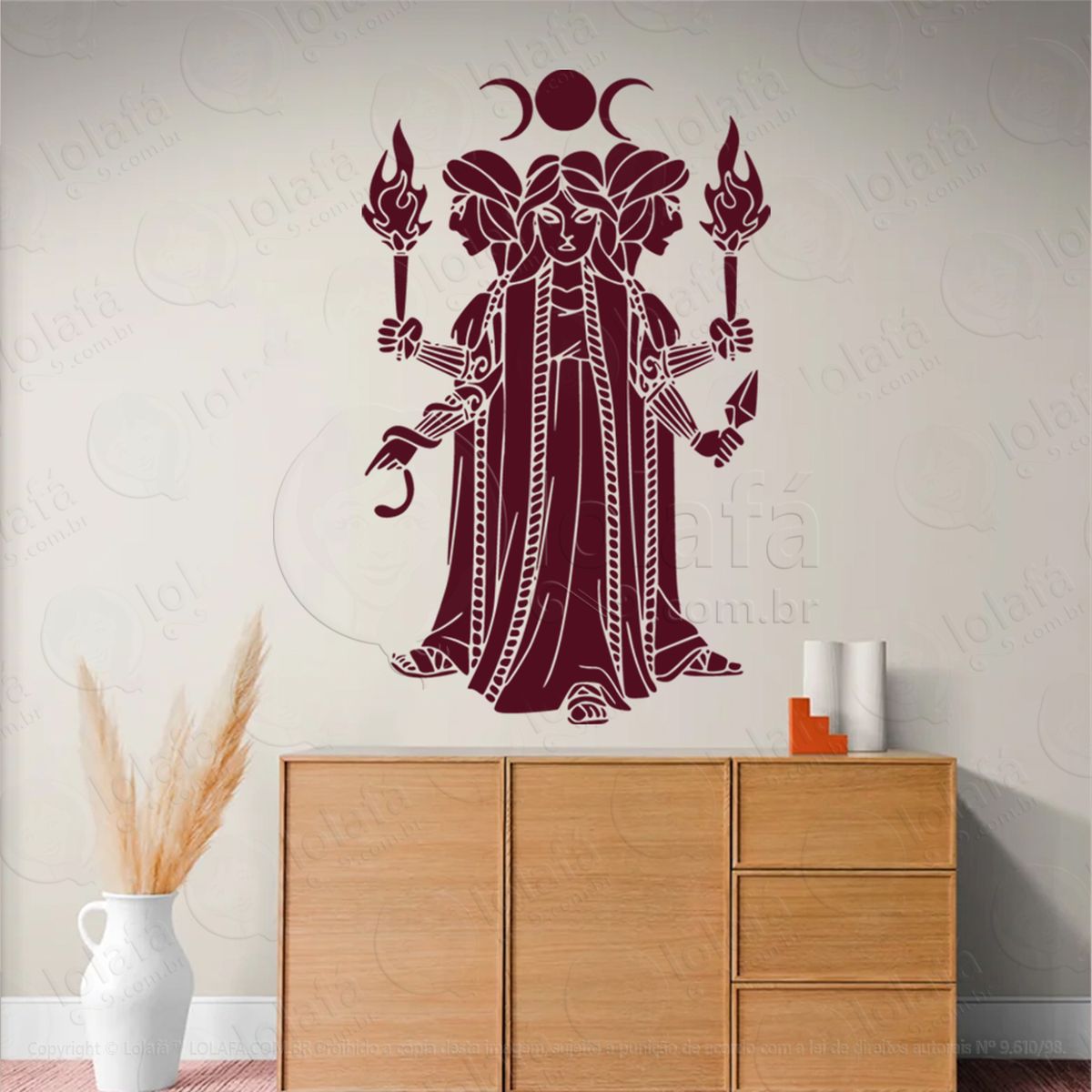 deusa tríplice triple goddess adesivo de parede decorativo para casa, sala, quarto, vidro e altar ocultista - mod:72