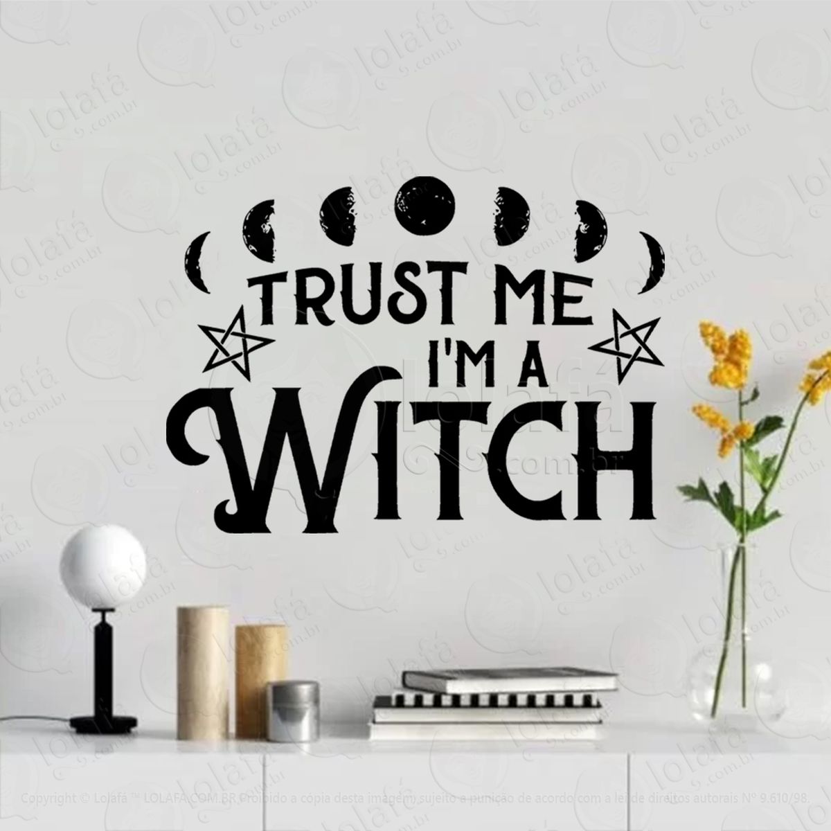 trust me confie em mim adesivo de parede decorativo para casa, sala, quarto, vidro e altar ocultista - mod:75