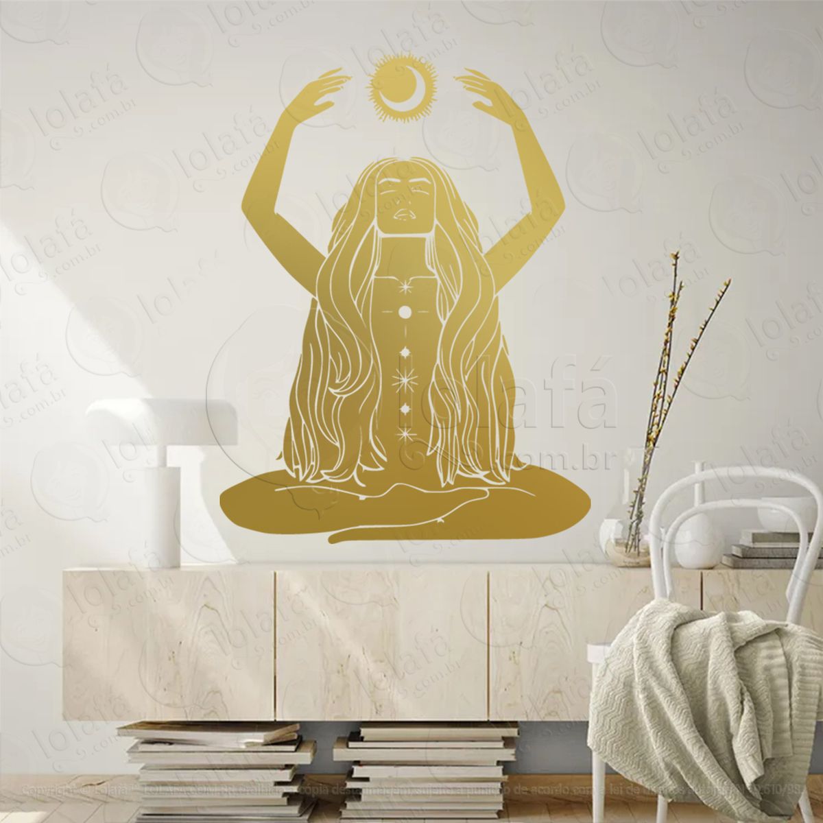 mulher lua woman moon adesivo de parede decorativo para casa, sala, quarto, vidro e altar ocultista - mod:80