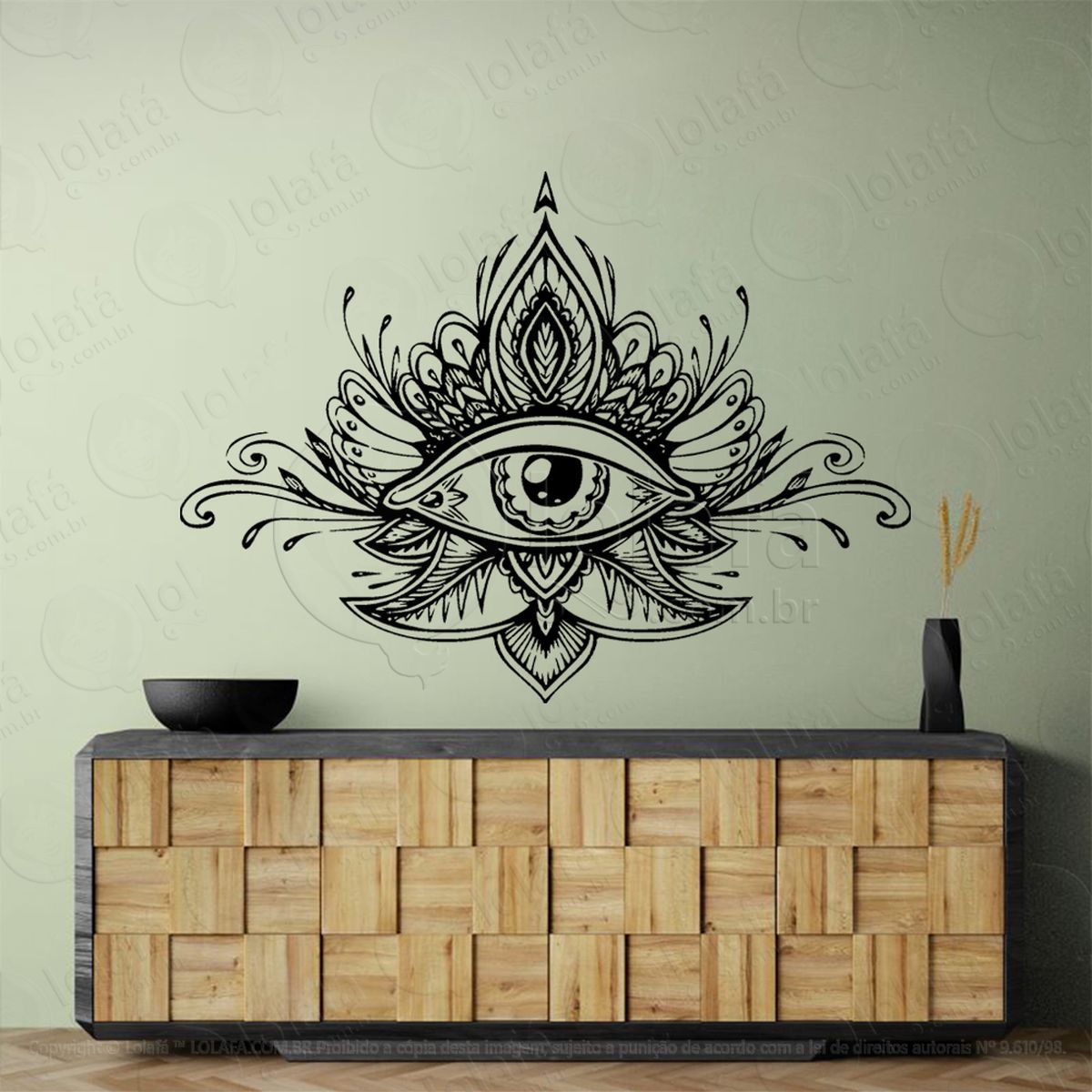 olho ornamental eye adesivo de parede decorativo para casa, sala, quarto, vidro e altar ocultista - mod:87