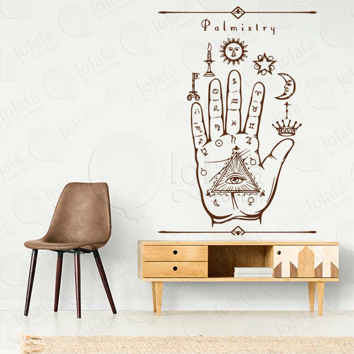 quiromancia palmistry adesivo de parede decorativo para casa, sala, quarto, vidro e altar ocultista - mod:92