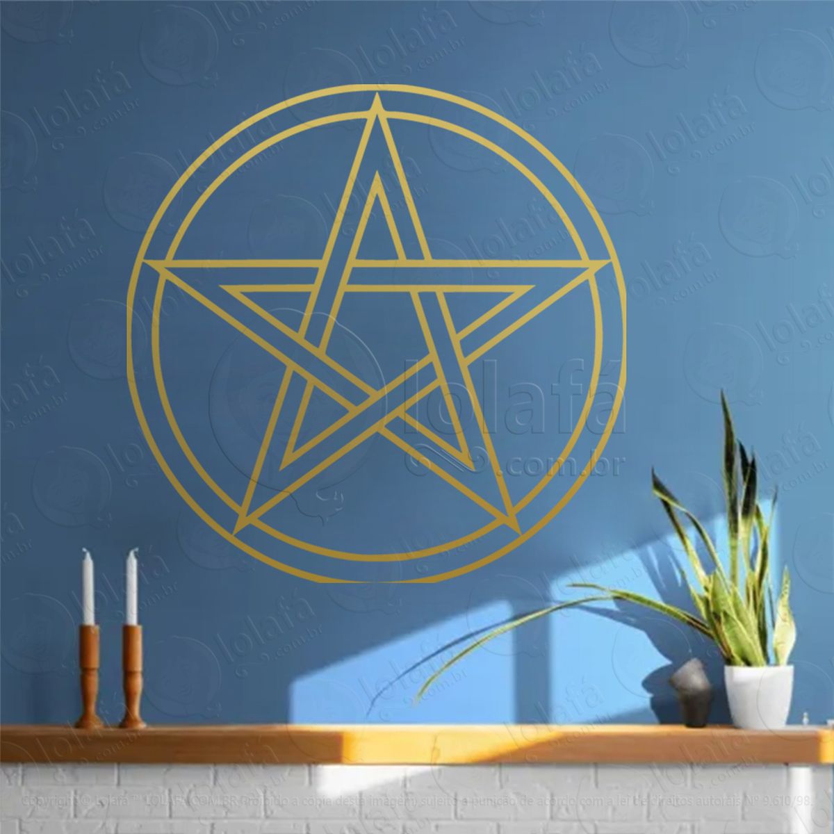 pentáculo pentagrama pentacle adesivo de parede decorativo para casa, sala, quarto, vidro e altar ocultista - mod:96