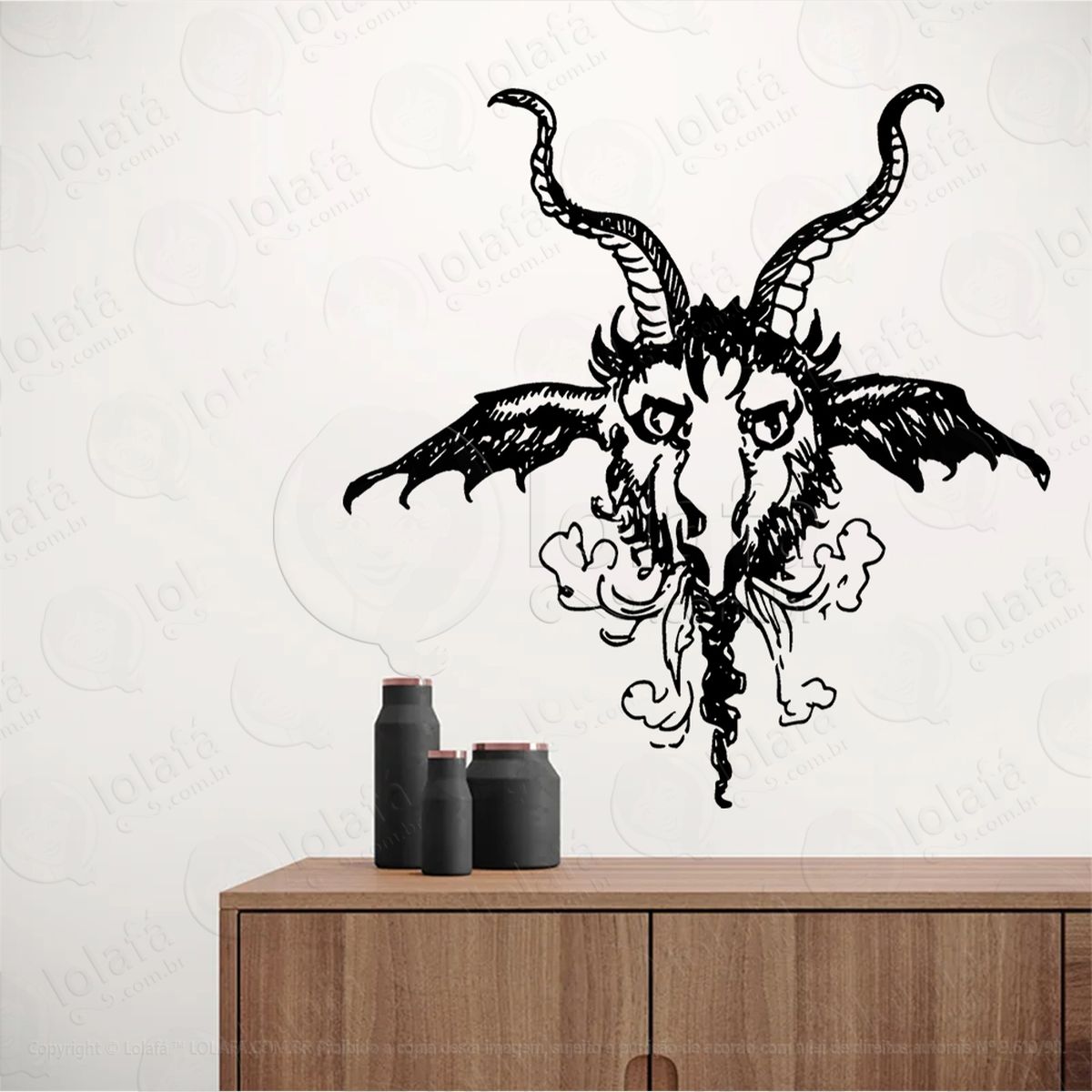 cabra satânica satanic goat adesivo de parede decorativo para casa, sala, quarto, vidro e altar ocultista - mod:106