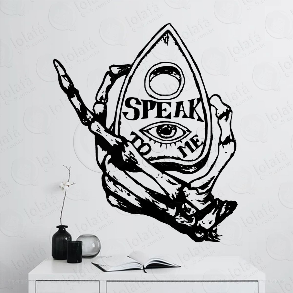 speak to me fale comigo adesivo de parede decorativo para casa, sala, quarto, vidro e altar ocultista - mod:111