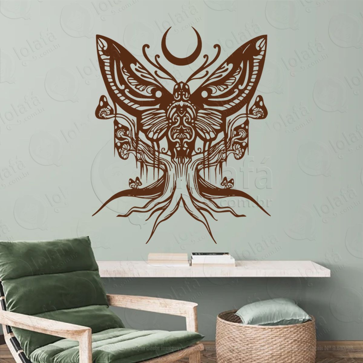 traça de Árvore tree moth adesivo de parede decorativo para casa, sala, quarto, vidro e altar ocultista - mod:120