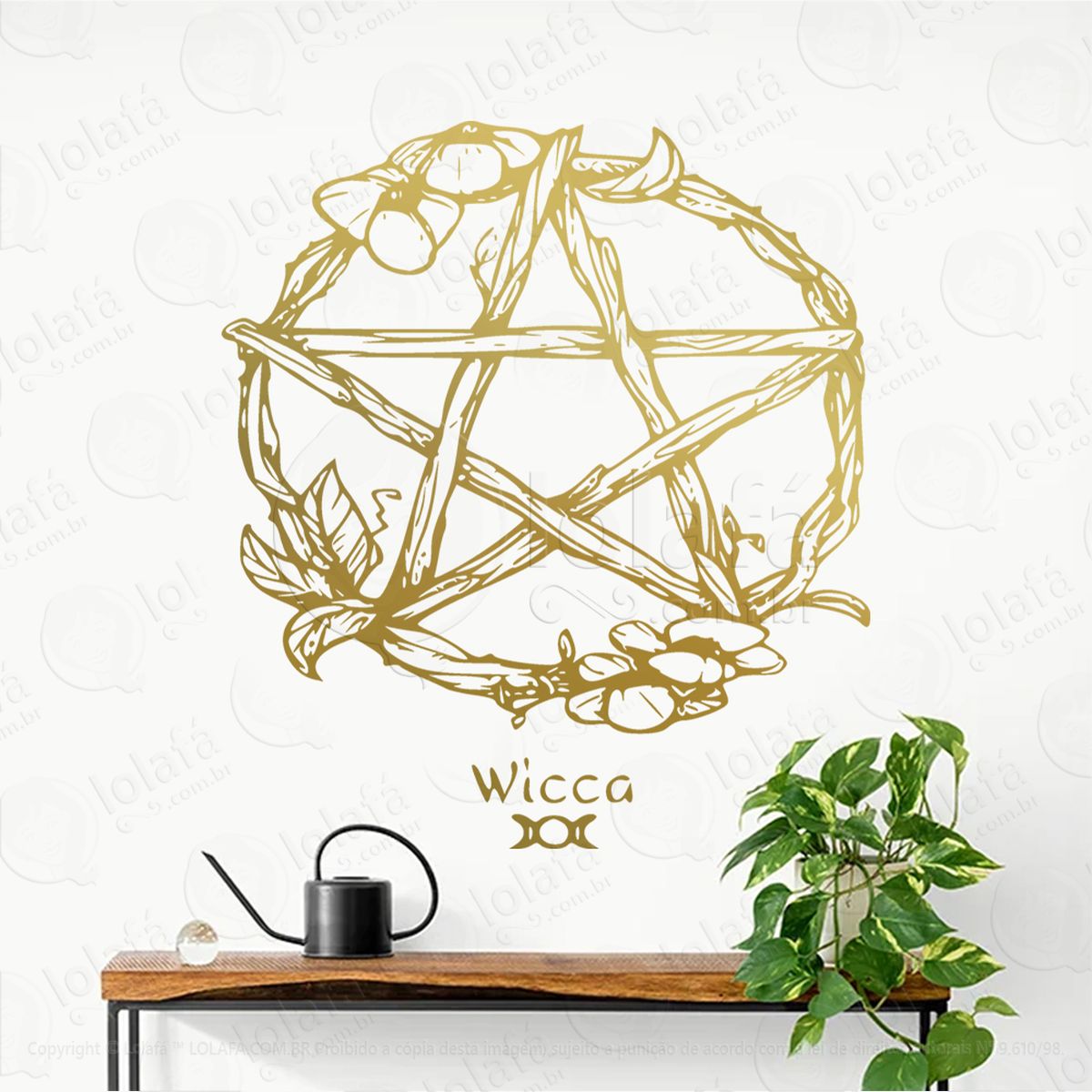 roda pentagrama wicca wheel adesivo de parede decorativo para casa, sala, quarto, vidro e altar ocultista - mod:134