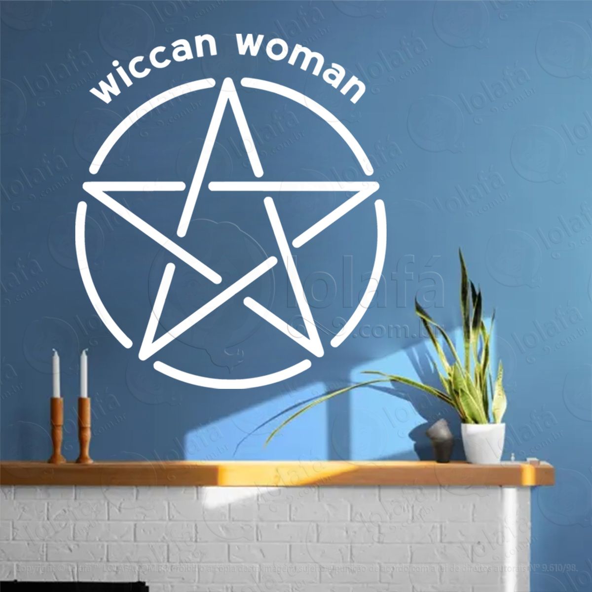 mulher wicca pentagrama woman adesivo de parede decorativo para casa, sala, quarto, vidro e altar ocultista - mod:138