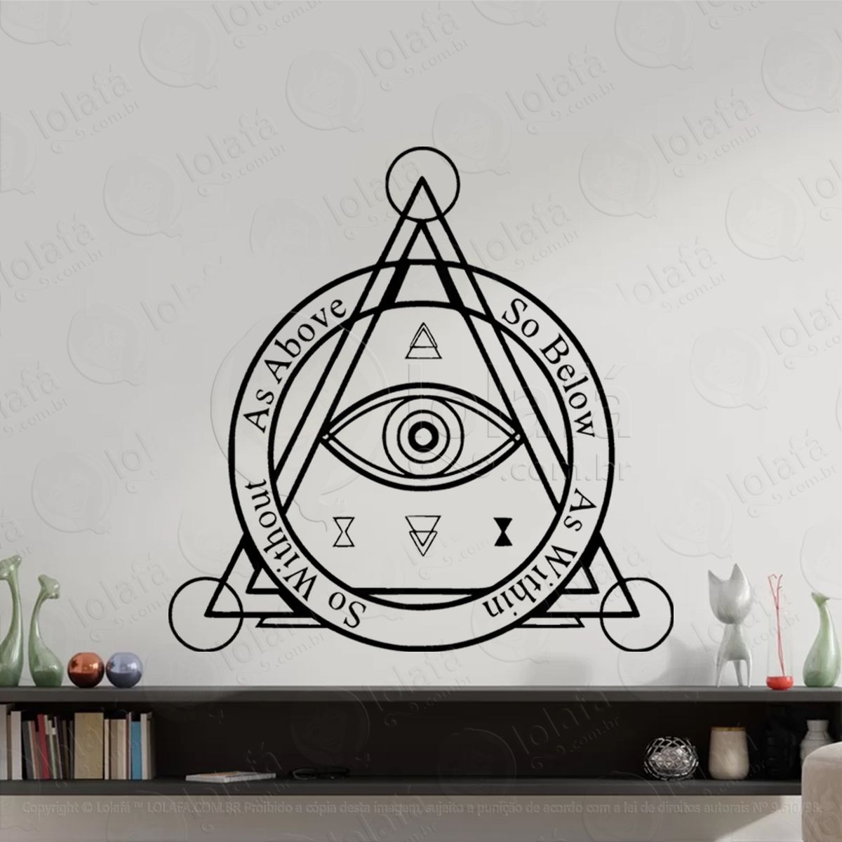 as above eye triangle triângulo do olho adesivo de parede decorativo para casa, sala, quarto, vidro e altar ocultista - mod:148