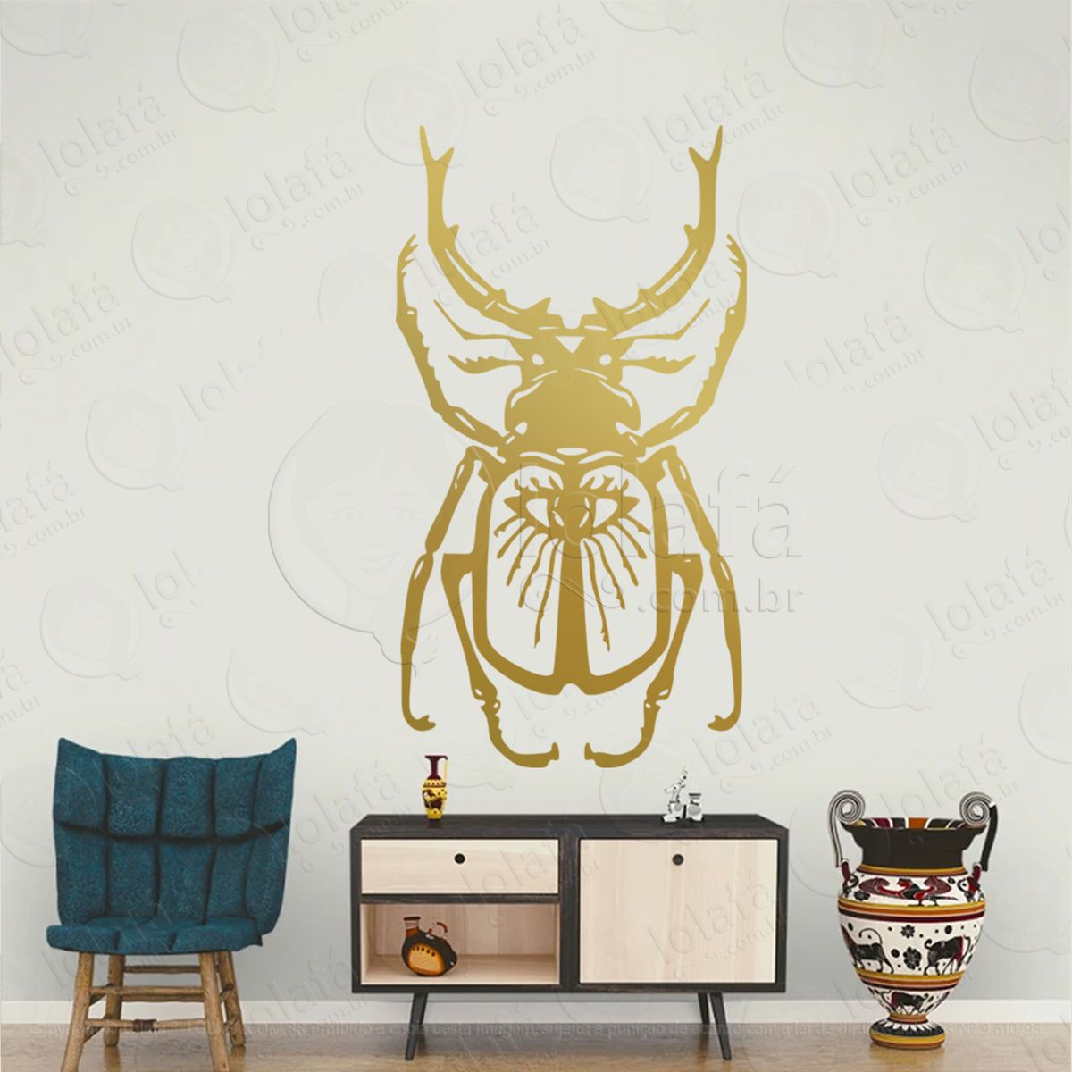 besouro beetle adesivo de parede decorativo para casa, sala, quarto, vidro e altar ocultista - mod:152