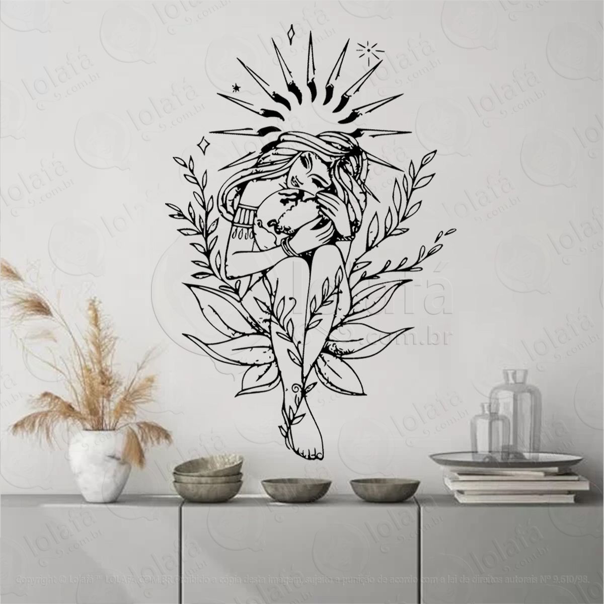 mãe terra earth mother adesivo de parede decorativo para casa, sala, quarto, vidro e altar ocultista - mod:170