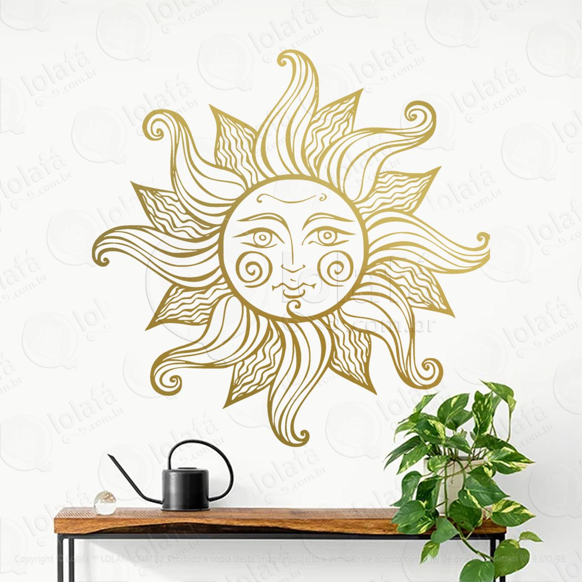 face do sol face sun adesivo de parede decorativo para casa, sala, quarto, vidro e altar ocultista - mod:172