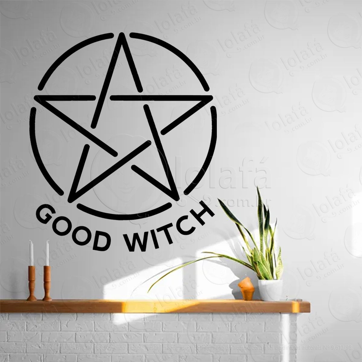 bruxa boa good witch adesivo de parede decorativo para casa, sala, quarto, vidro e altar ocultista - mod:177