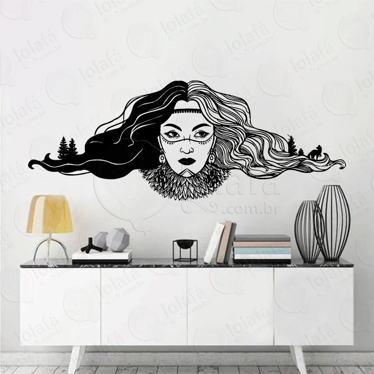 mulher paisagem landscape woman adesivo de parede decorativo para casa, sala, quarto, vidro e altar ocultista - mod:193